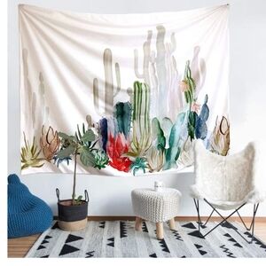 Brand New Cactus Watercolor Tapestry Wall Hanging